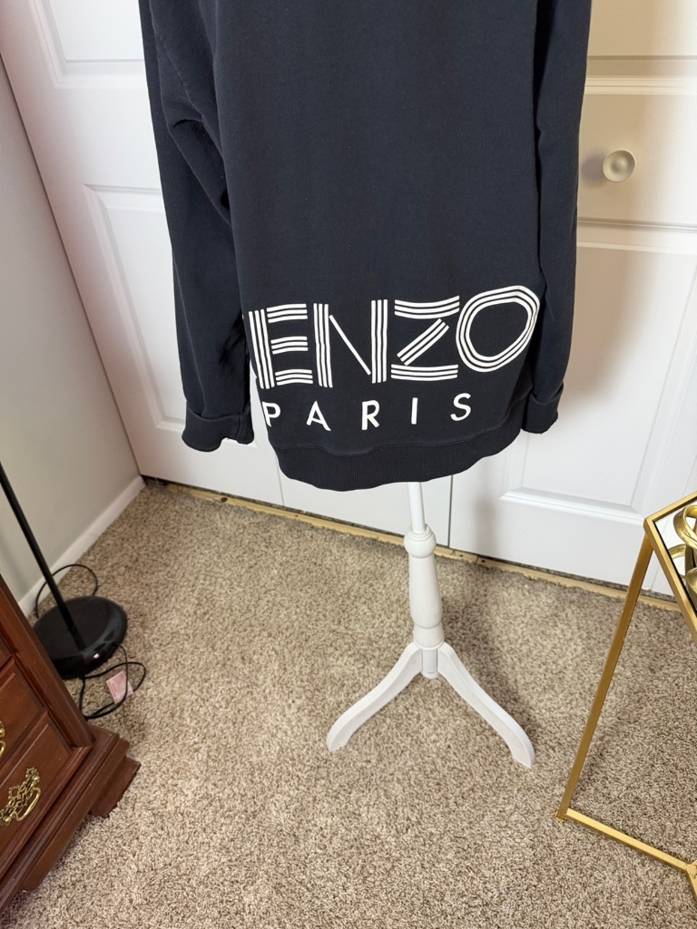 Kenzo Black Crewneck Sweatshirt with White Paris Logo - Picture 4 of 9